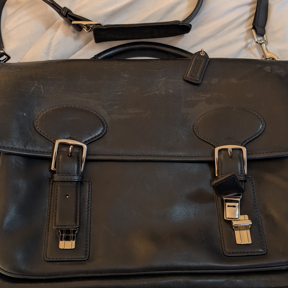 Coach Black Leather Briefcase